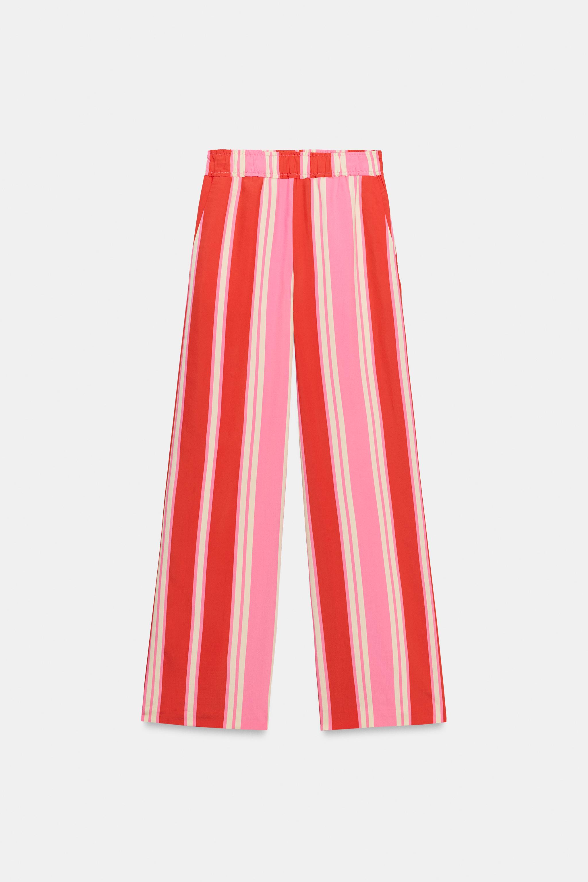 STRIPED WIDE LEG PANTS
